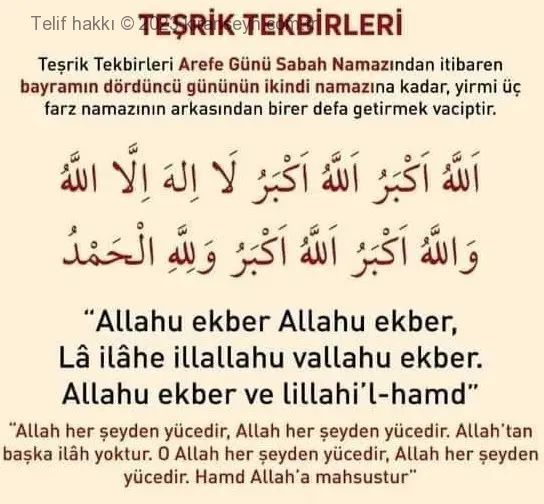 Teşrik tekbirleri ne zaman getirilir